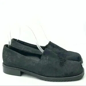 Vtg Sesto Meucci flats size 7.5 black floral 90s floral embroidered